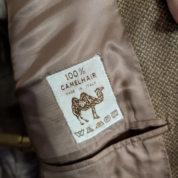 LOUIS DELL'OLIO knit Camel Hair Leather Button Made In Italy Jacket